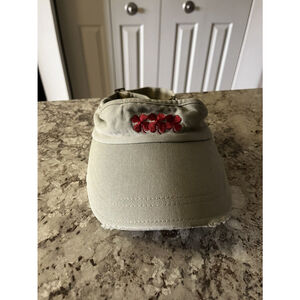 Vintage LUCKY BRAND Distressed Beige Adjustable Visor Cap Clover‎ Golfing Y2K